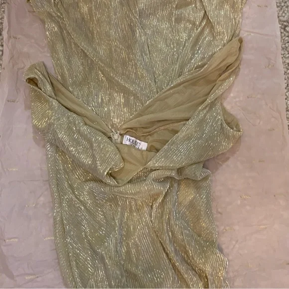 House of CB 'Fallon' champagne lurex kick flare jumpsuit - Picture 8 of 9